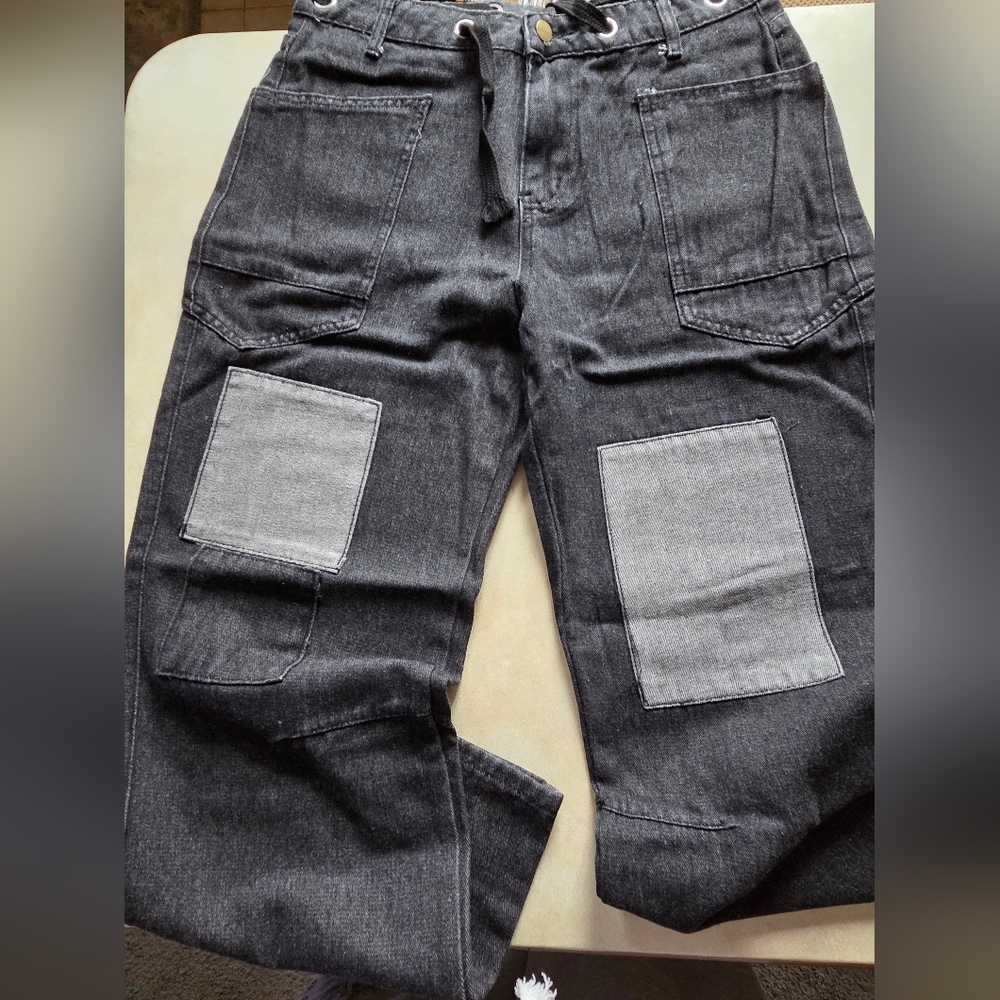 NWOT Love Soft MISSES SZ XL Black and Gray BARREL DENIM Jeans